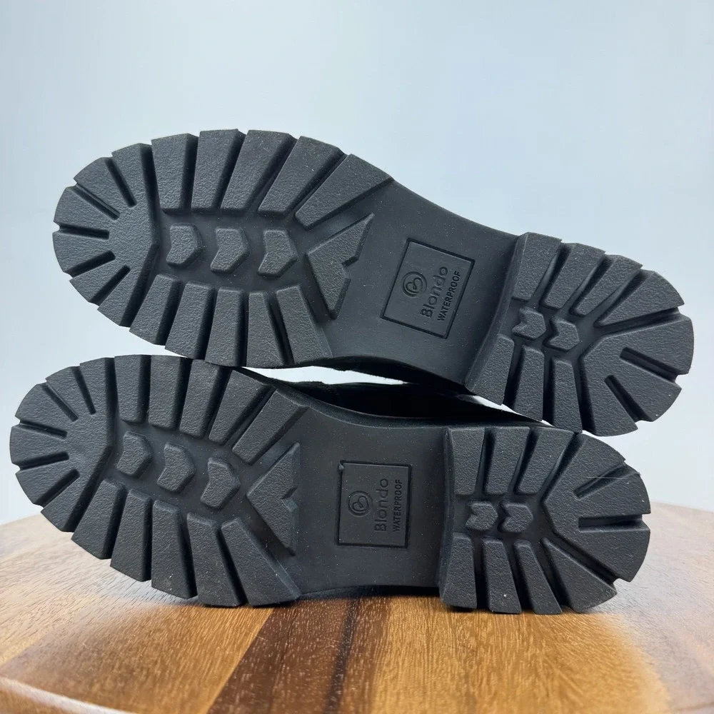 New Womens Blondo Daylor Black Quilted Nylon Waterproof Casual Heel Boots Sz 6.5